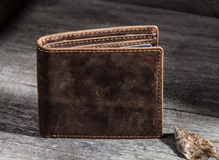 Leather Men Slim Small Wallet Bifold Small Vintage Wallet for Men