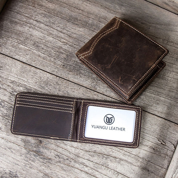 Leather Men Slim Small Wallet Bifold Small Vintage Wallet for Men