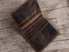 Leather Men Slim Small Wallet Bifold Small Vintage Wallet for Men