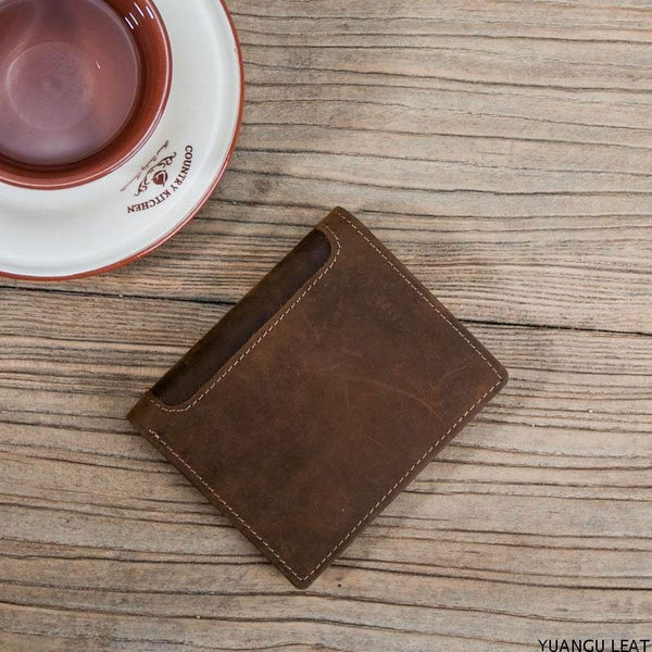 Leather Men Slim Small Wallet Bifold Small Vintage Wallet for Men