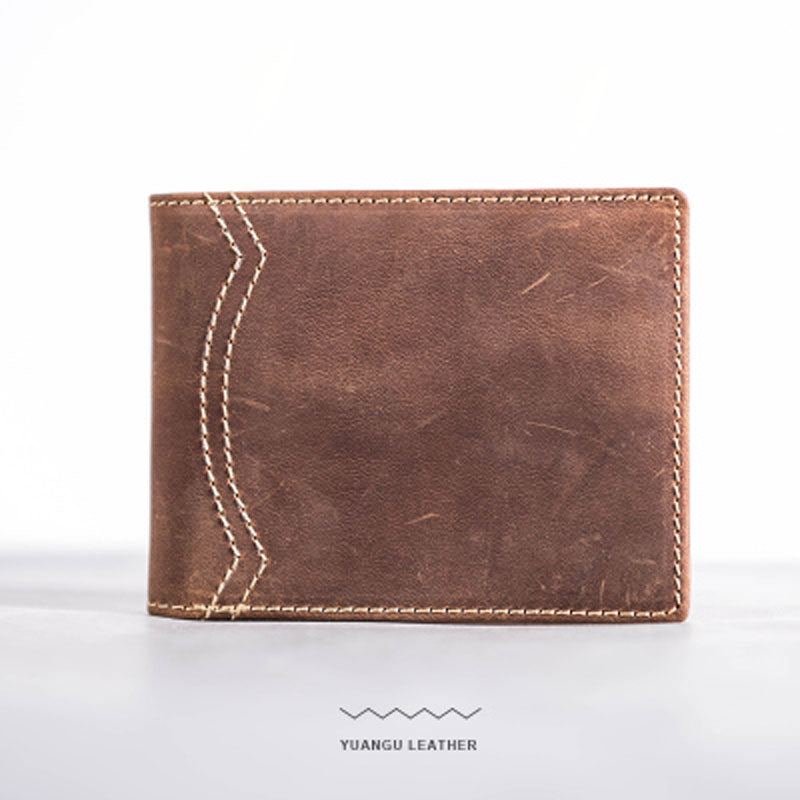 Leather Men Slim Small Wallet Bifold Small Vintage Wallet for Men