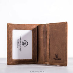 Leather Men Slim Small Wallet Bifold Small Vintage Wallet for Men