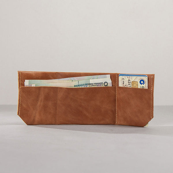 Leather Men Slim Small Wallet Trifold Small Vintage Wallet for Men