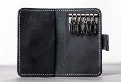 Men Leather Key Holder Key Wallet Bifold Small Key Holder Wallet for Men