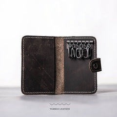 Men Leather Key Holder Key Wallet Bifold Small Key Holder Wallet for Men