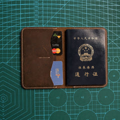 Leather Men Small Slim Travel Wallet Passport Wallet Bifold for Men