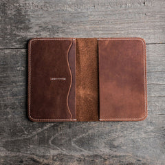 Leather Men Small Slim Travel Wallet Passport Wallet Bifold for Men