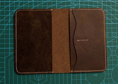 Leather Men Small Slim Travel Wallet Passport Wallet Bifold for Men
