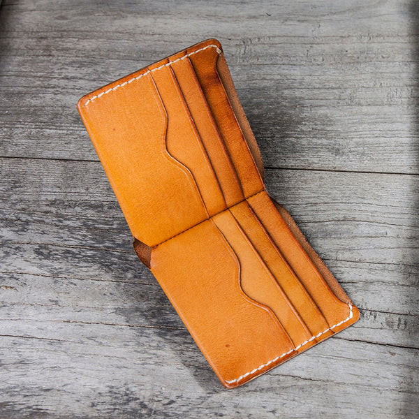 Leather Men Small Wallet Bifold Vintage Wallet for Men