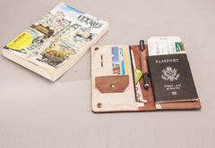 Leather Men Travel Wallet Passport Wallet Bifold Long Wallets for Men