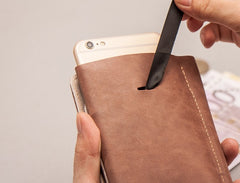 Leather Men Travel Wallet Passport Wallet Bifold Long Wallets for Men