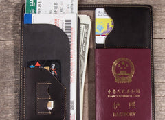 Leather Men Travel Wallet Passport Wallet Bifold Long Wallets for Men