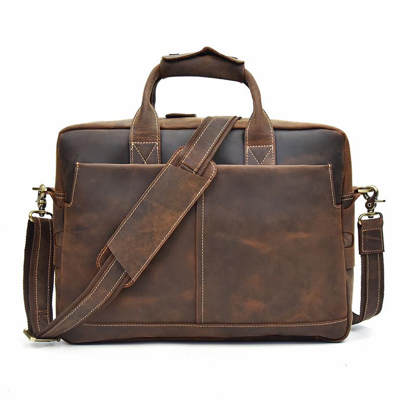 Cool Leather Men Vintage Briefcase Handbag Shoulder Bags Work Bag For Men - iwalletsmen