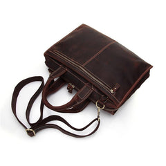 Vintage Leather Mens Briefcase Work Briefcase Business Briefcase Laptop Briefcase For Men - iwalletsmen