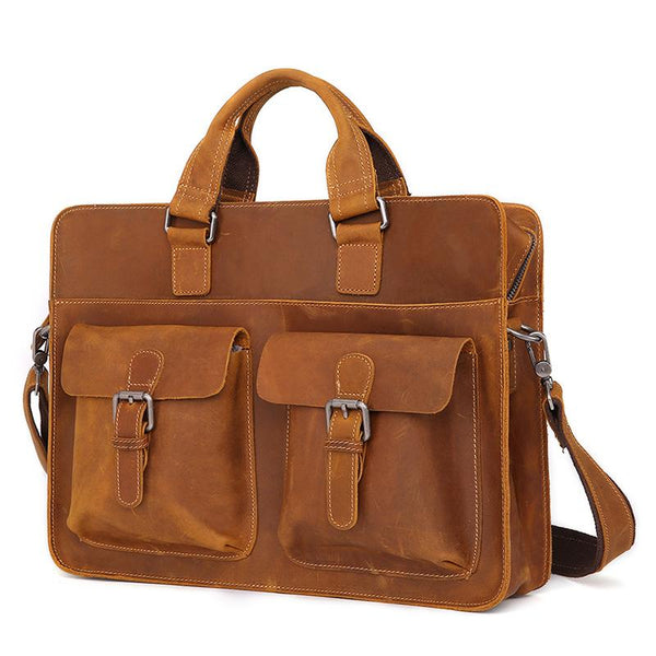Leather Vintage Mens Briefcase Lawyer Briefcases Laptop Briefcase Business Briefcase For Men - iwalletsmen