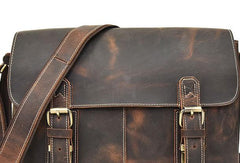 Leather Men Vintage Coffee Messenger Bag Shoulder Bag for Men - iwalletsmen