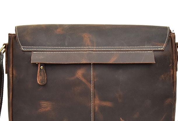 Dark Brown Leather Laptop Messenger Bag — The Handmade Store