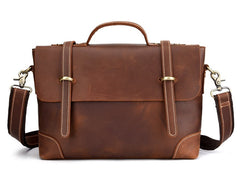Leather Mens 13inch Laptop Bag Briefcase Work Handbag Business Bag for Men - iwalletsmen
