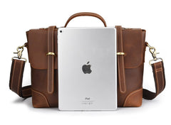 Leather Mens 13inch Laptop Bag Briefcase Work Handbag Business Bag for Men - iwalletsmen