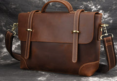 Leather Mens 13inch Laptop Bag Briefcase Work Handbag Business Bag for Men - iwalletsmen