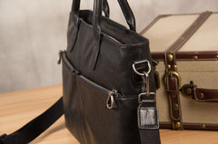 Leather Mens Black Briefcase Shoulder Bag Handbag Laptop Bag Work Bag Business Bag for Men