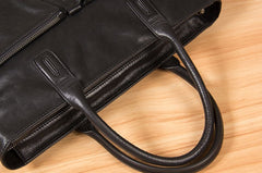 Leather Mens Black Briefcase Shoulder Bag Handbag Laptop Bag Work Bag Business Bag for Men