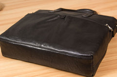Leather Mens Black Briefcase Shoulder Bag Handbag Laptop Bag Work Bag Business Bag for Men