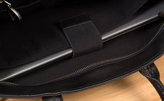 Leather Mens Black Briefcase Shoulder Bag Handbag Laptop Bag Work Bag Business Bag for Men