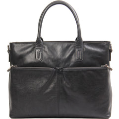 Leather Mens Black Briefcase Shoulder Bag Handbag Laptop Bag Work Bag Business Bag for Men