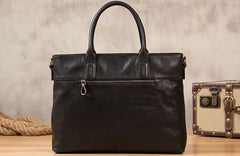 Leather Mens Black Briefcase Shoulder Bag Handbag Laptop Bag Work Bag Business Bag for Men