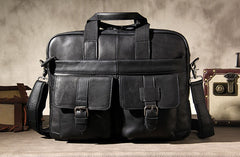 Leather Mens Black Briefcase Shoulder Bag Handbag Work Bag Business Bag for Men