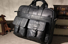 Leather Mens Black Briefcase Shoulder Bag Handbag Work Bag Business Bag for Men