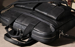 Leather Mens Black Briefcase Shoulder Bag Handbag Work Bag Business Bag for Men