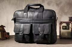 Leather Mens Black Briefcase Shoulder Bag Handbag Work Bag Business Bag for Men