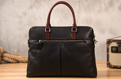 Leather Mens Black Briefcase Shoulder Bag Handbag Work Bag Laptop Bag Business Bag for Men