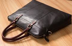 Leather Mens Black Briefcase Shoulder Bag Handbag Work Bag Laptop Bag Business Bag for Men
