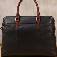 Leather Mens Black Briefcase Shoulder Bag Handbag Work Bag Laptop Bag Business Bag for Men