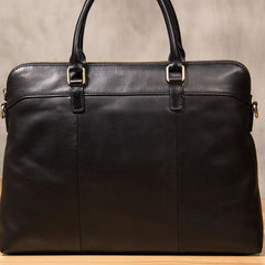 Leather Mens Black Briefcase Shoulder Bag Handbag Work Bag Laptop Bag Business Bag for Men