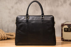 Leather Mens Black Briefcase Shoulder Bag Handbag Work Bag Laptop Bag Business Bag for Men