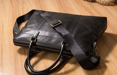 Leather Mens Black Briefcase Shoulder Bag Handbag Work Bag Laptop Bag Business Bag for Men