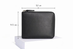 Leather Mens Black Zipper Small Wallet Front Pocket Wallet Small Wallet for Men - iwalletsmen