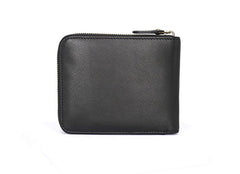 Leather Mens Black Zipper Small Wallet Front Pocket Wallet Small Wallet for Men - iwalletsmen