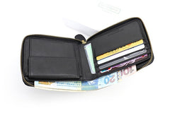 Leather Mens Black Zipper Small Wallet Front Pocket Wallet Small Wallet for Men - iwalletsmen