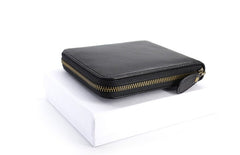 Leather Mens Black Zipper Small Wallet Front Pocket Wallet Small Wallet for Men - iwalletsmen
