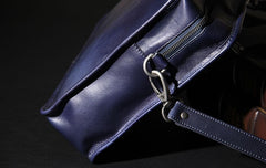 Leather Mens Blue Briefcase Shoulder Bag Handbag Work Bag Laptop Bag Business Bag for Men