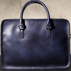 Leather Mens Blue Briefcase Shoulder Bag Handbag Work Bag Laptop Bag Business Bag for Men