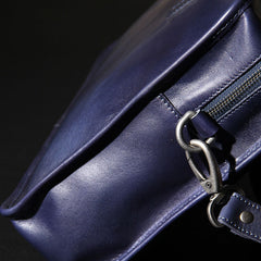 Leather Mens Blue Briefcase Shoulder Bag Handbag Work Bag Laptop Bag Business Bag for Men