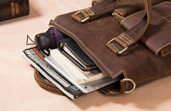 Leather Mens Briefcase Handbag Shoulder Bag Work Bag Business Bag for Men