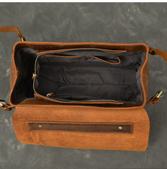 Leather Mens Brown Briefcase 12'' Laptop Briefcase Crossbody Side Bag Shoulder Bag For Men - iwalletsmen