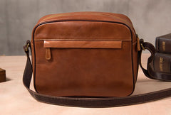 Leather Mens Brown Messenger Bag Shoulder Bag Crossbody Bag for Men